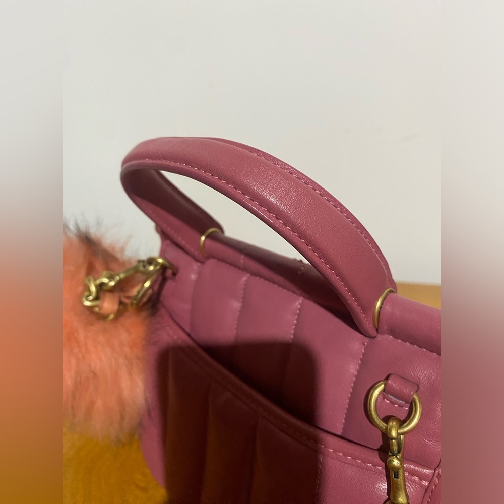 Elegant Pink Quilted Coach Mini Handbag - Picture 7 of 9